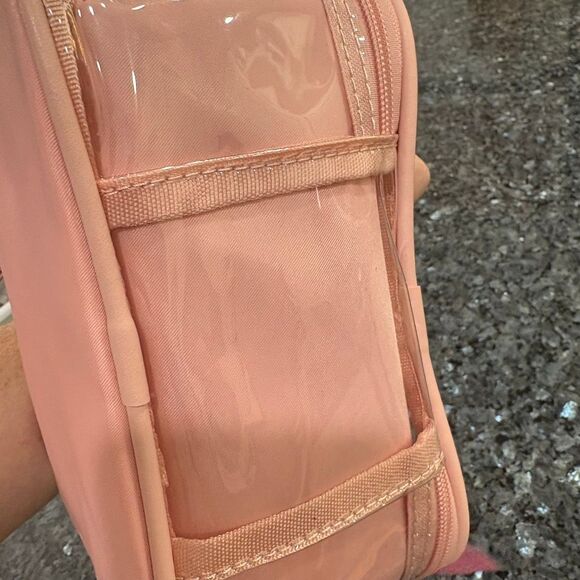 New Pink Quilted Heart Makeup Bag – Clear Top Travel Cosmetic Case - Picture 7 of 11